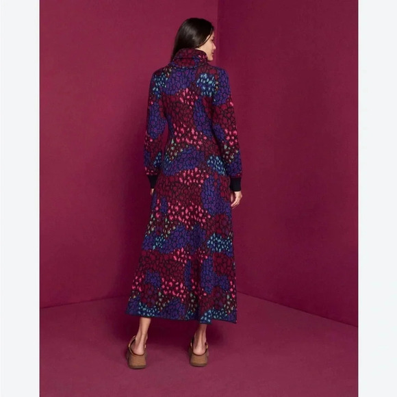NWT Farm Rio Leopard Print  Long Sleeve Turtle Neck Sweater Midi Dress L - Picture 2 of 9